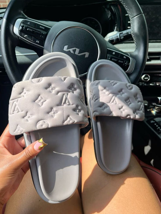 Grey Cloud 9 monogram Sandals